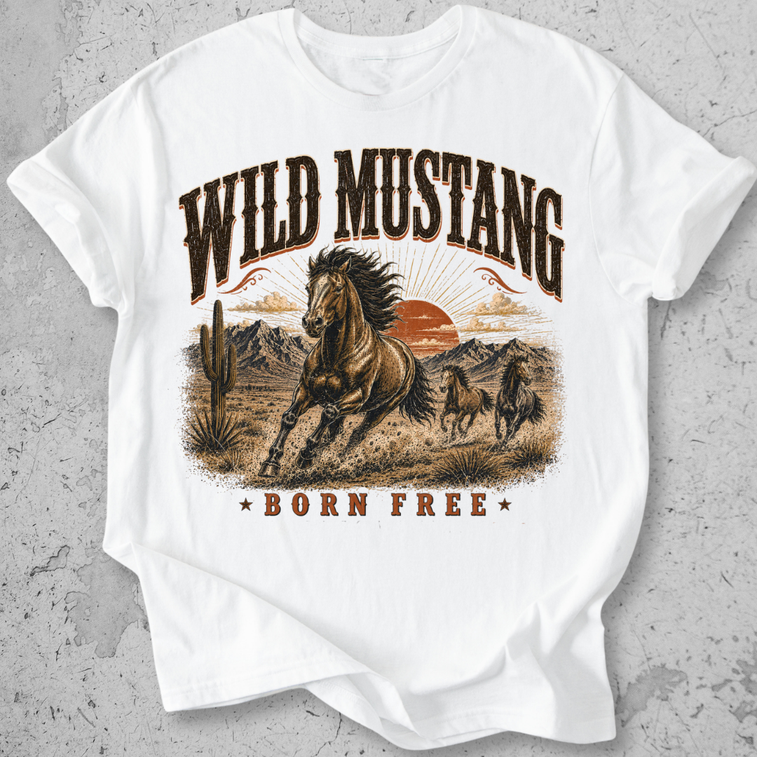 Wild Mustang Born Free T-Shirt